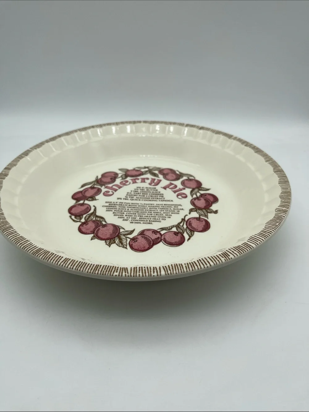 Vintage Cherry Pie Recipe Dish Plate Royal China by Jeannette Collectible